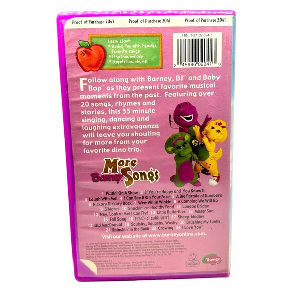 Barney More Barney Songs VHS Video Tape Sing Along Songs VTG - Picture 5 of 5